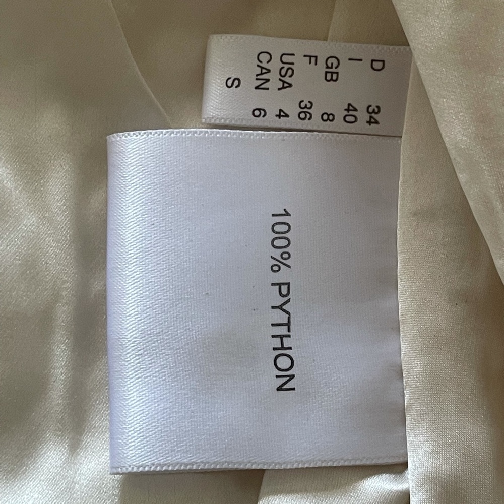Pinto 100 % Python Cream Jacket Size Small - Picture 10 of 12